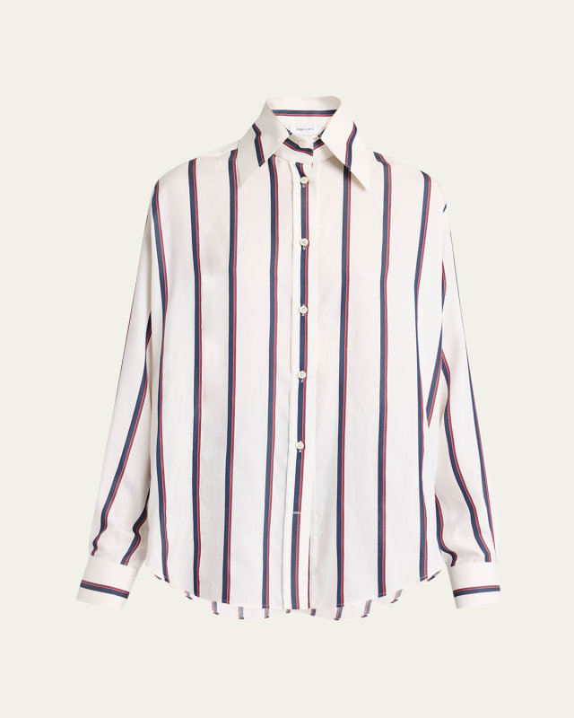 Striped Silk Button-Down Shirt